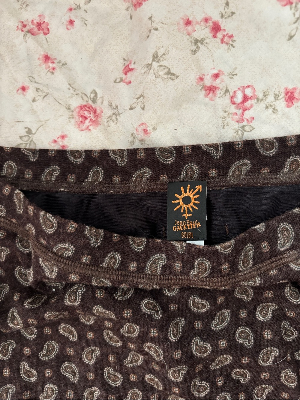 Vintage Jean Paul Gaultier Soleil Brown Paisley Women's Wool Maxi Skirt